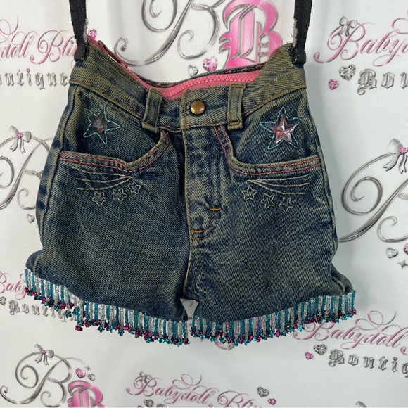 Kappies bag purse shorts mini western stars tassle Denim Mini Bag Strap cowgirl - Picture 3 of 7